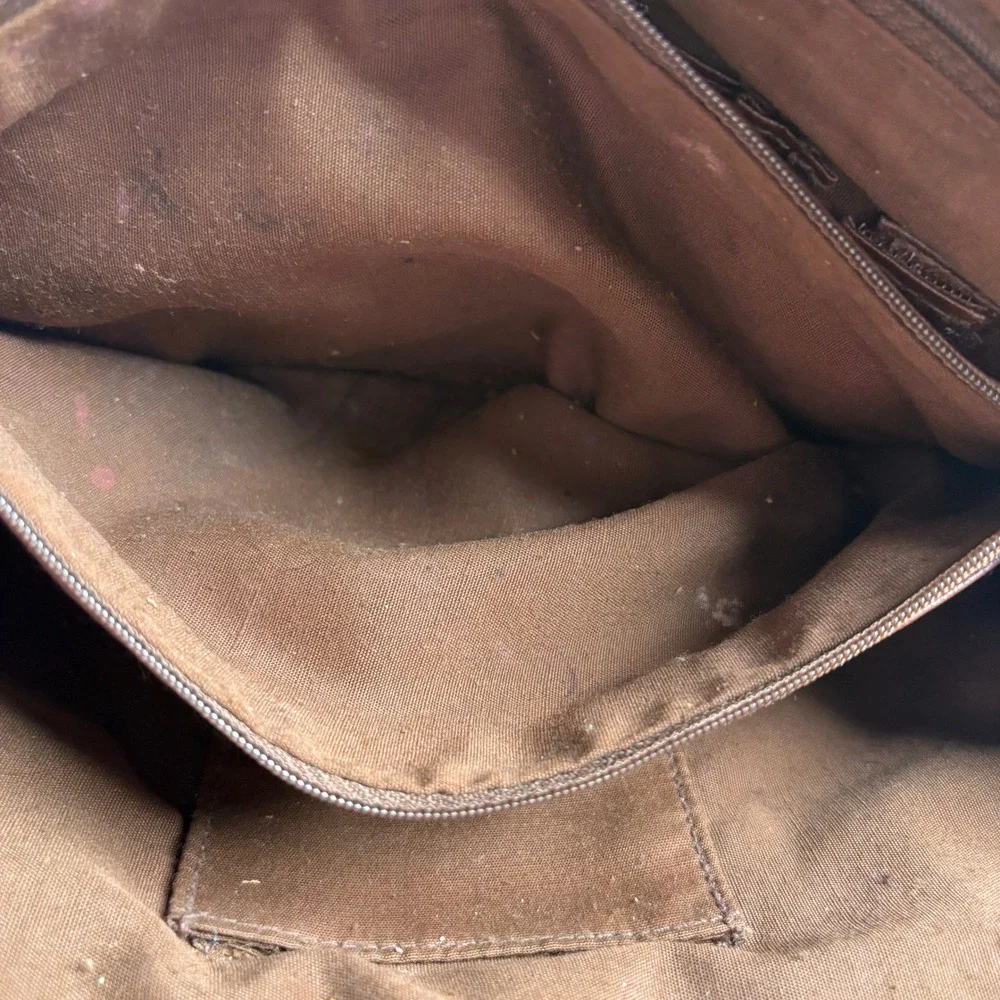 Cherokee Brown Faux Leather Dome Satchel Crossbody Bag with Double Zipper
